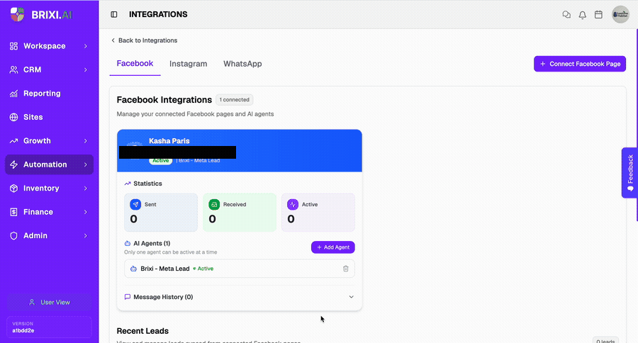 Open the Link AI Agent modal, select a different agent, and click Link Agent to switch