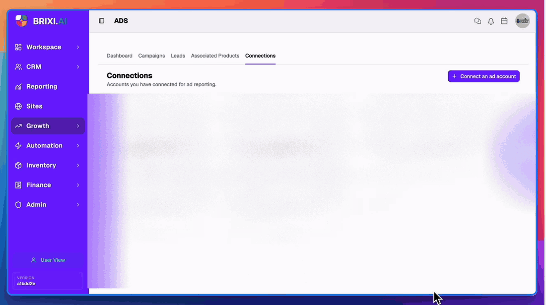 End-to-end Meta connection: open Connections, choose Meta, sign in to Facebook, approve Brixi's access, pick the ad accounts to link, return to Brixi connected. PII masked.